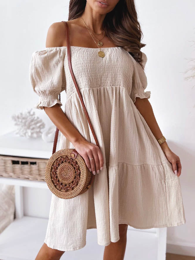 Stilla | Off Shoulder Korte Ærmer Løs Mini Kjole