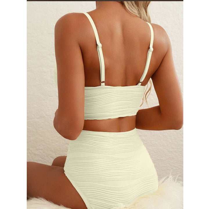 Femme Høj Talje Ruffle Bikini Sæt med Nøgle Detalje Stilla