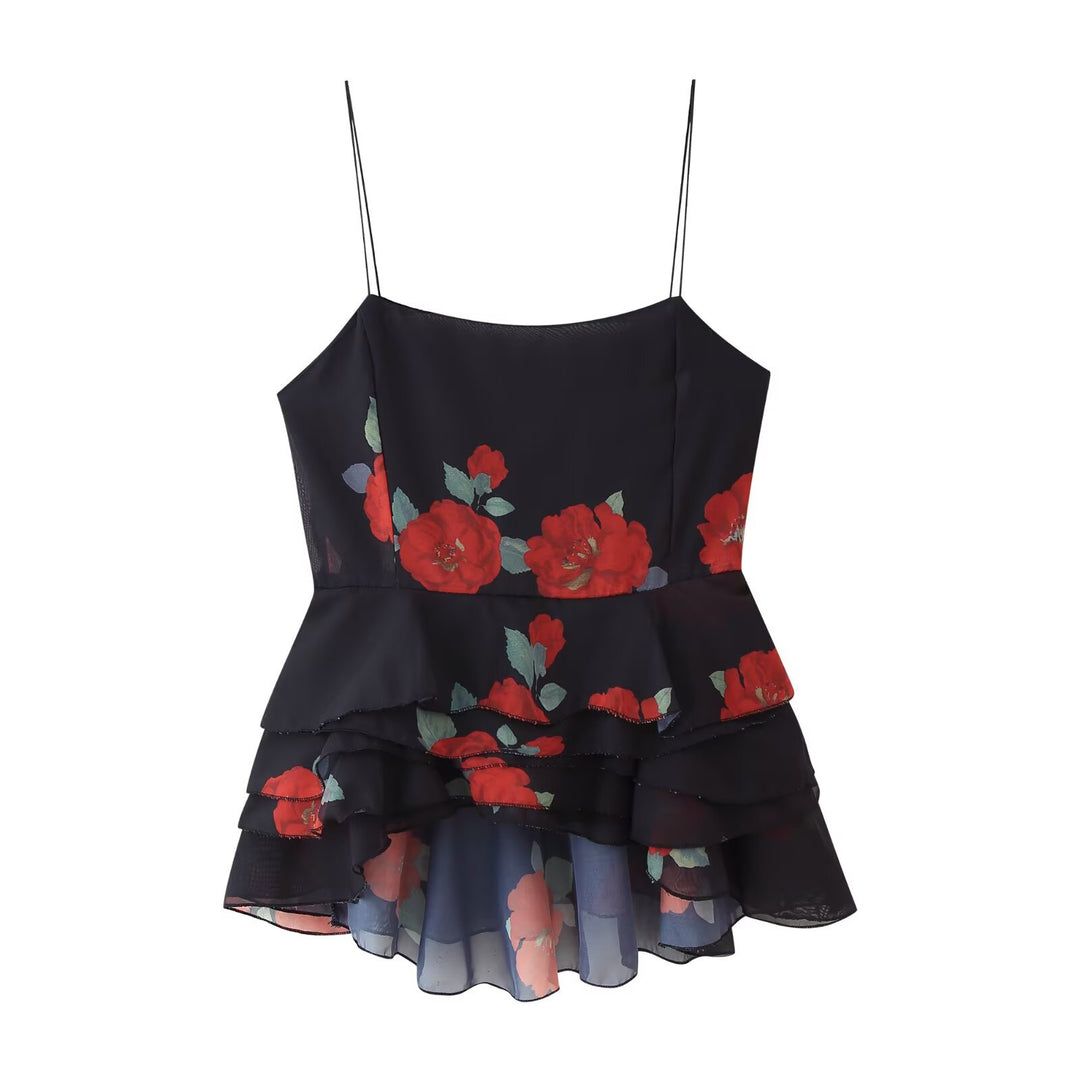 Dame Floral Maxi Nederdel med gennemsigtig Overlay Stilla