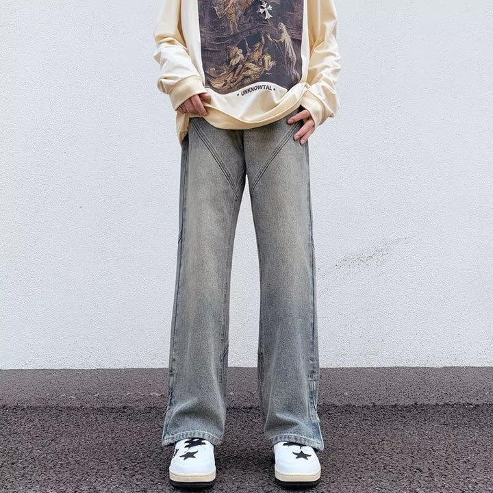 Damevidde jeans i urban stil med høj talje og asymmetrisk syninger Stilla