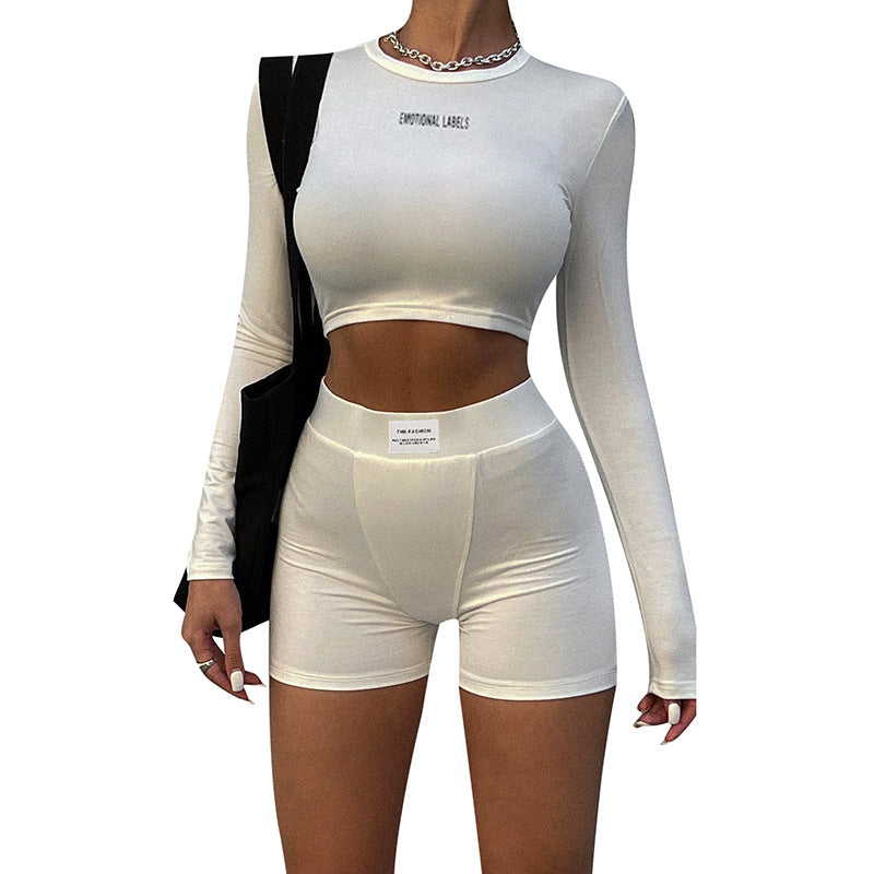 Dame stilfuldt Athleisure Crop Top og høj taljede shorts sæt Stilla