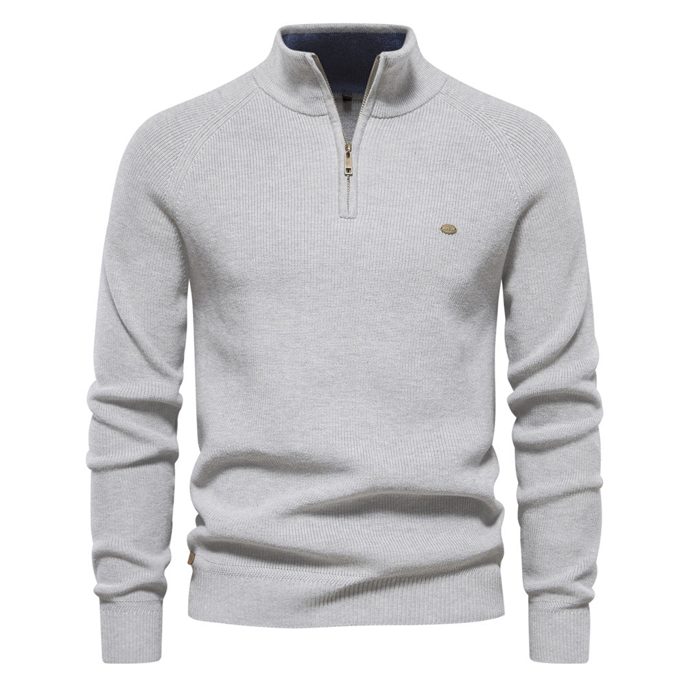 Herre ståkravepullover med elegant struktur og praktisk halvlynlås Stilla