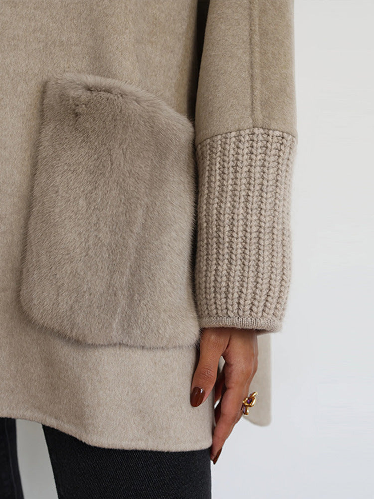 Kvinder Plus Size Uld Jakke med Unikke Detaljer Stilla