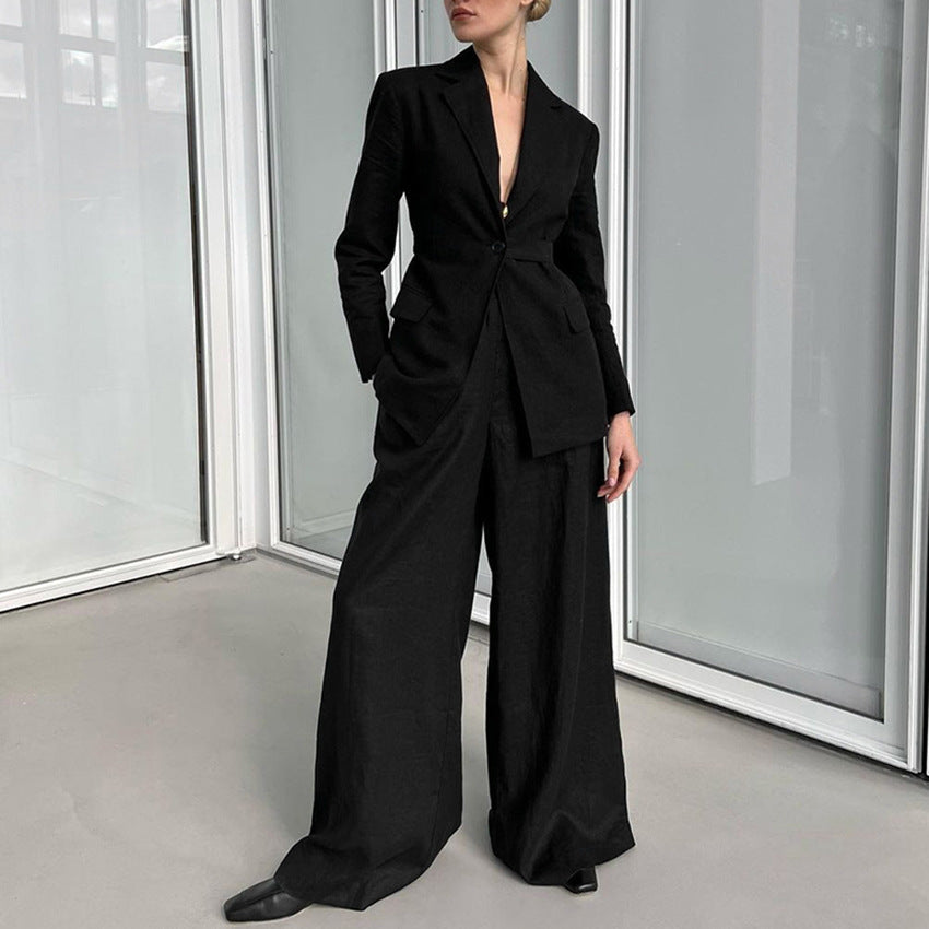 Damer Elegant blazer- og bukseensemble med vide ben og smart snit Stilla