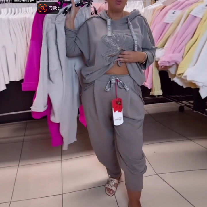 Dame casual hoodie med delikat blomstermønster og høj kvalitets broderi Stilla