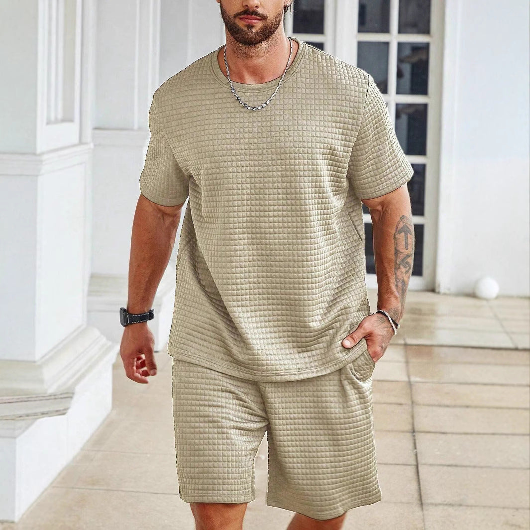 Herrer sporty top med struktureret design og bløde shorts Stilla