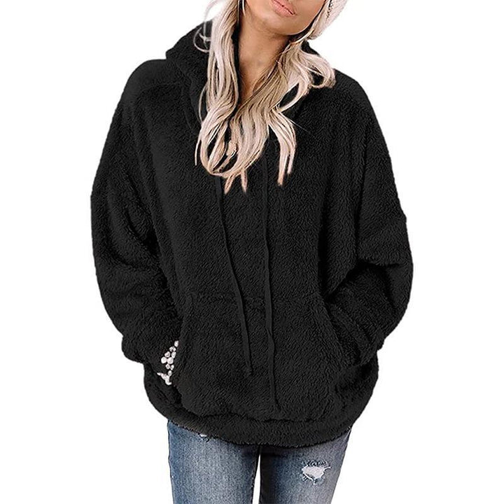 Dame hyggelig fleece-trøje med kængurulomme og hætte Stilla