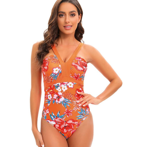 Dame Floral Print V-Hals Enstykket Badedragt Stilla