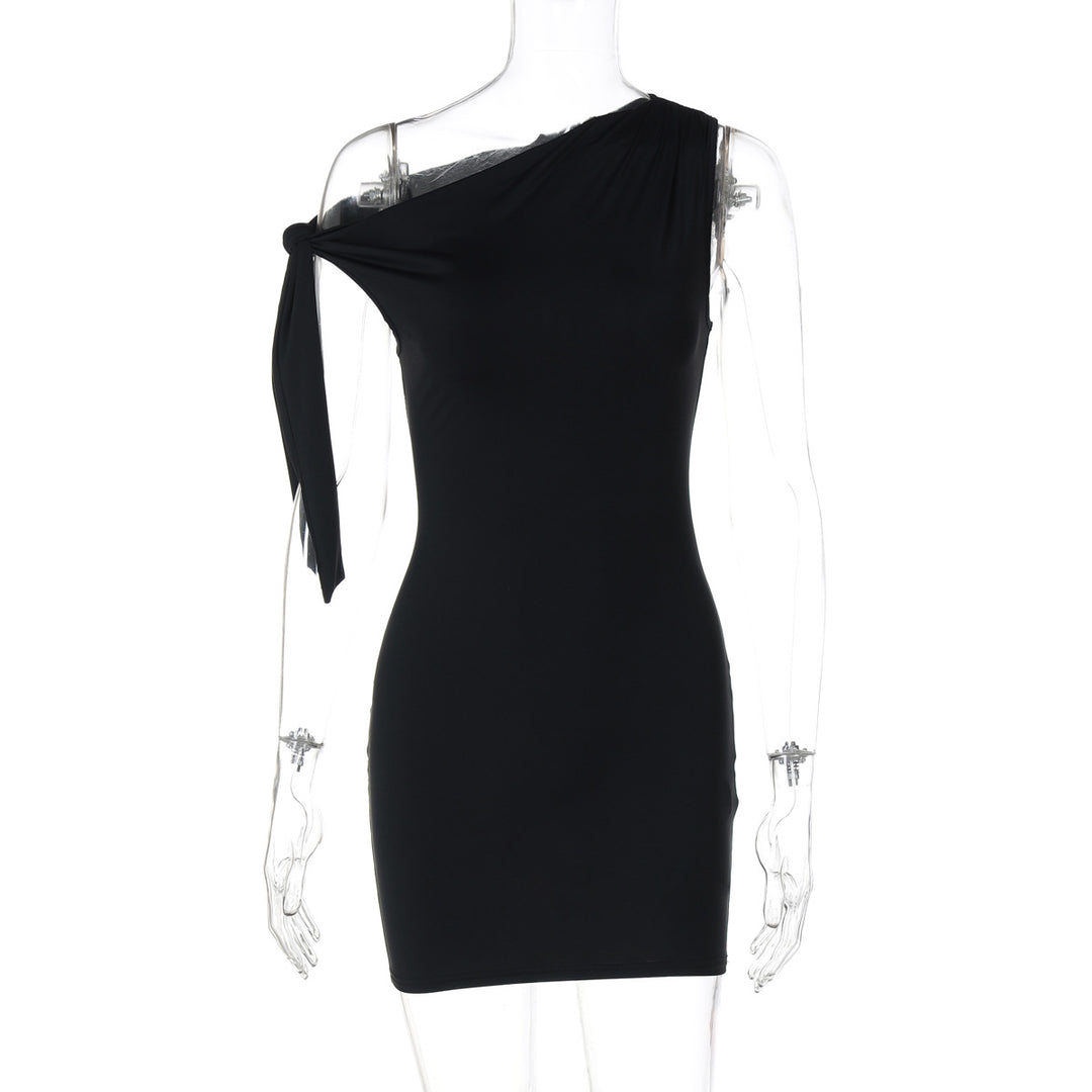 Dame Elegant asymmetrisk Minikjole med knude-detalje Stilla