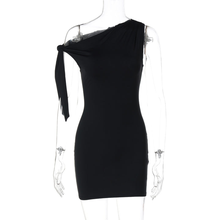 Dame Elegant asymmetrisk Minikjole med knude-detalje Stilla