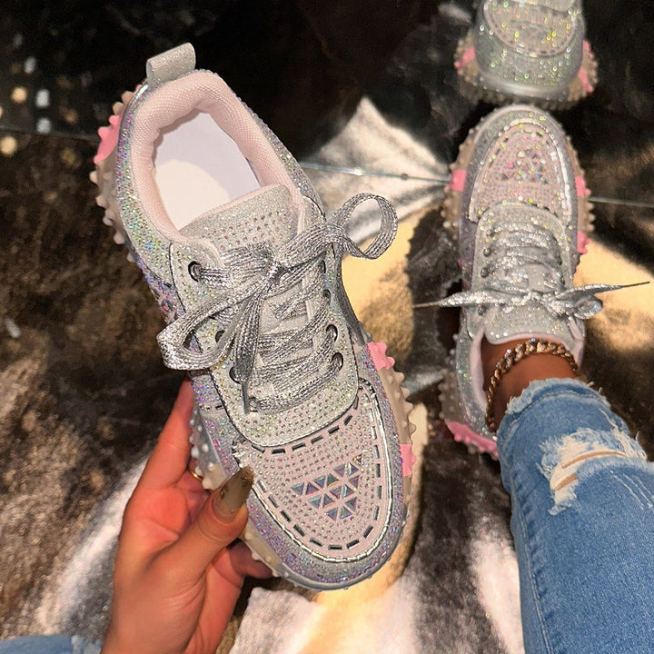 Dame Krystalbesatte Sneakers Stilla