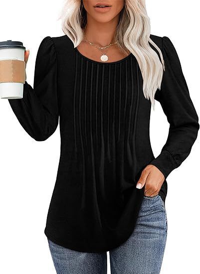 Dame elegant langærmet bluse skjorte med rynk Stilla