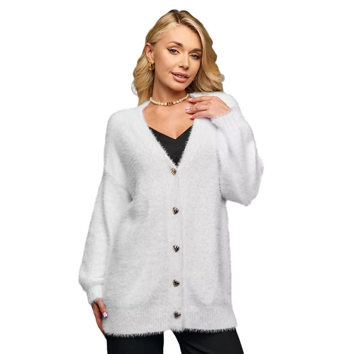 Femme Blød Hjerte-Knap Cardigan Stilla