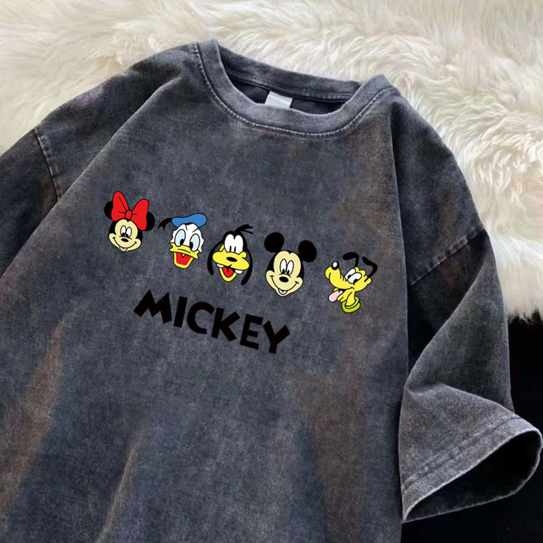 Dame T-shirt med Mickey Mouse karakterer og kreativ vintage tryk Stilla