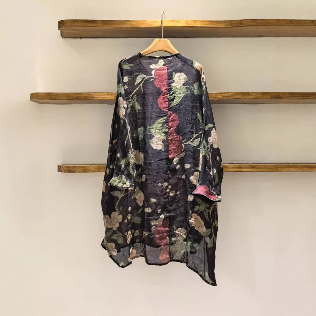 Dame Relaxed Fit Let Tunika Bluse med Bindebælte Stilla