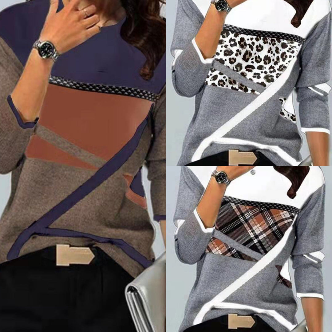 Stilla | Trendy Print Rund Hals Langærmet T-shirt