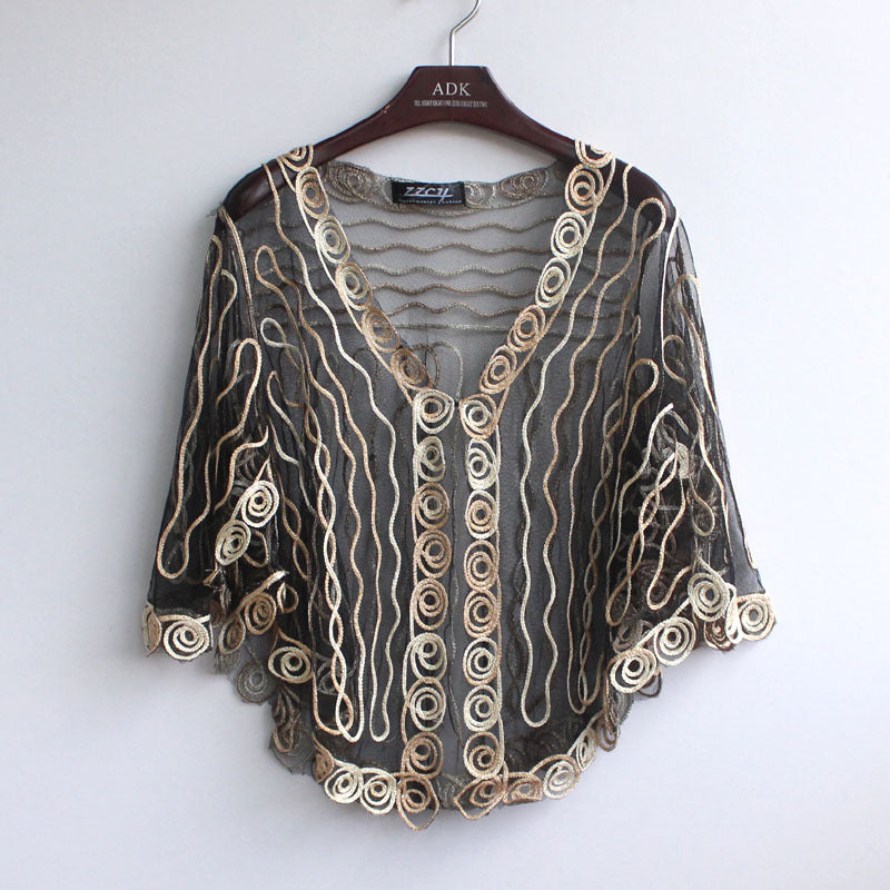 Femme Dekorativ Broderet Gennemsigtig Kimono-Top Stilla