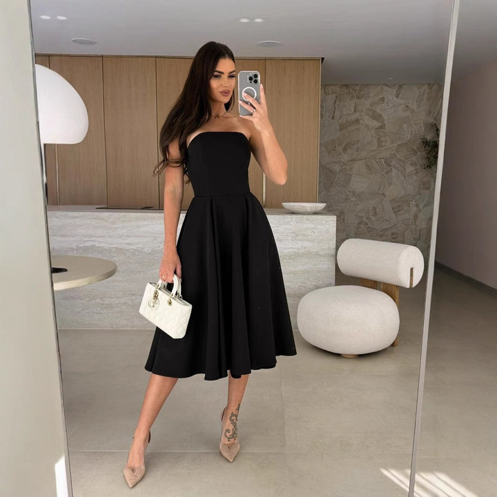 Dame Strapless A-linje Midi Kjole Stilla