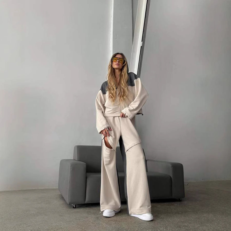 Kvinders sporty outfit med moderne farvekontast Skovae