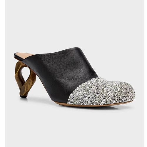 Femme Open-Toe Mules med skulpturel metallisk hæl Stilla