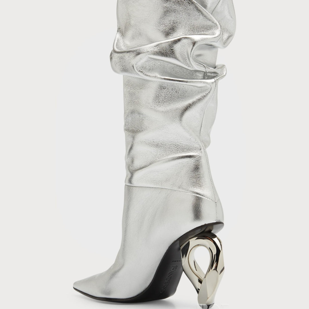Femme Over-knæ Slouchy Stiletto-støvler med unikt hældesign Stilla