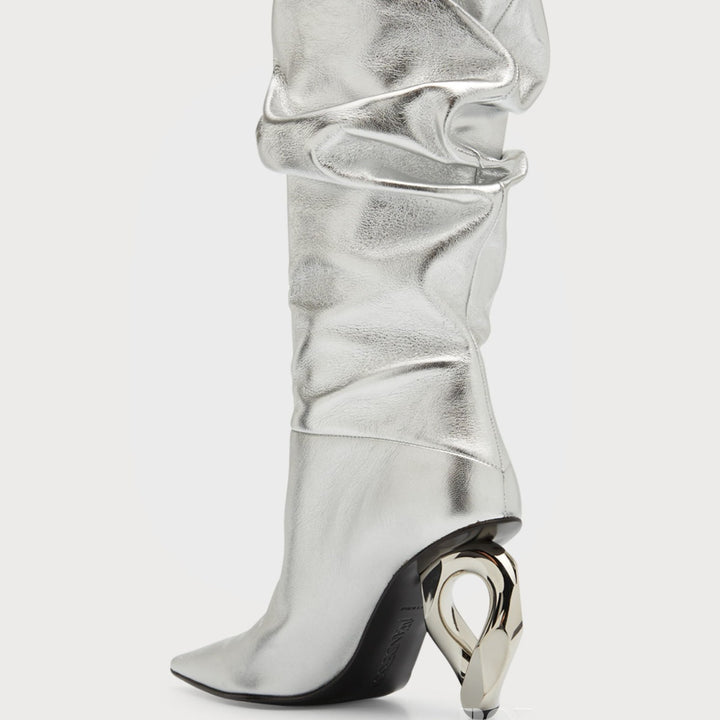 Femme Over-knæ Slouchy Stiletto-støvler med unikt hældesign Stilla