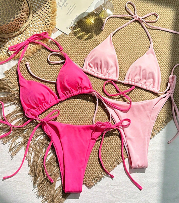 Dame Triangel-Bikini-Sæt med justerbare bindebånd og elegant snit Skovae