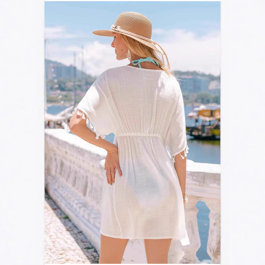 Dame Strandkimono med filigranspids Stilla