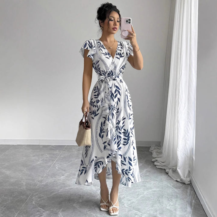 Dame ombukskjole med legende ruffles og blomstret print Stilla