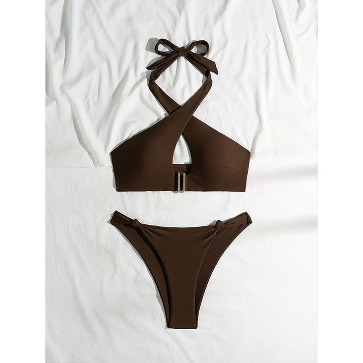 Dame Crisscross Halter Neck Bikini Sæt Stilla