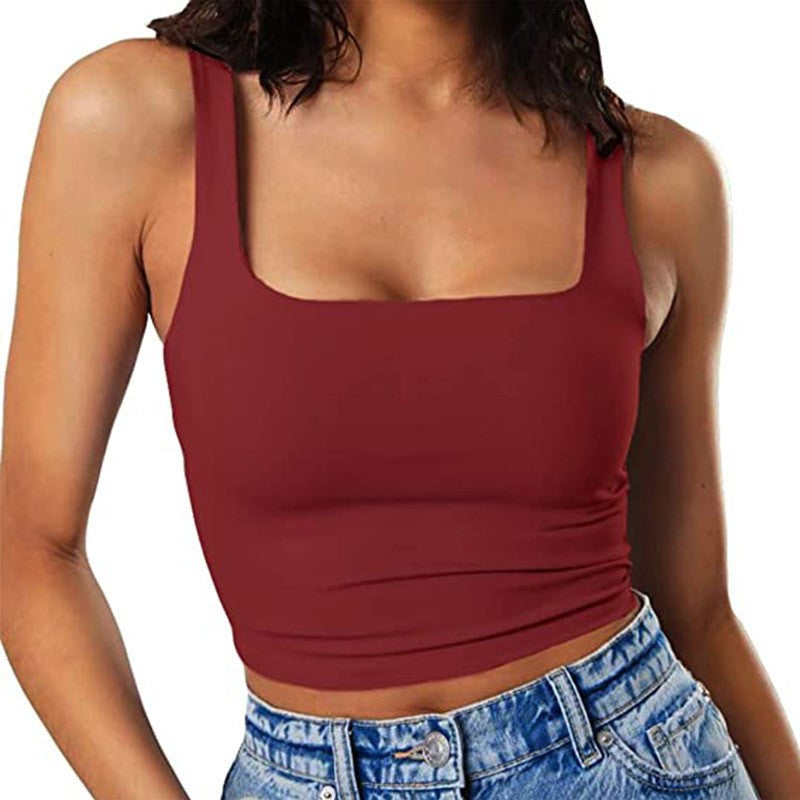 Dame Crop-Top med firkantet udskæring og smal pasform Skovae