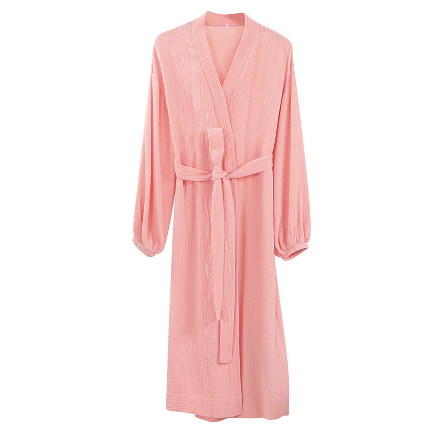 Dame Kimono-Robe med elegante lange ærmer og taljerbar bælte Stilla