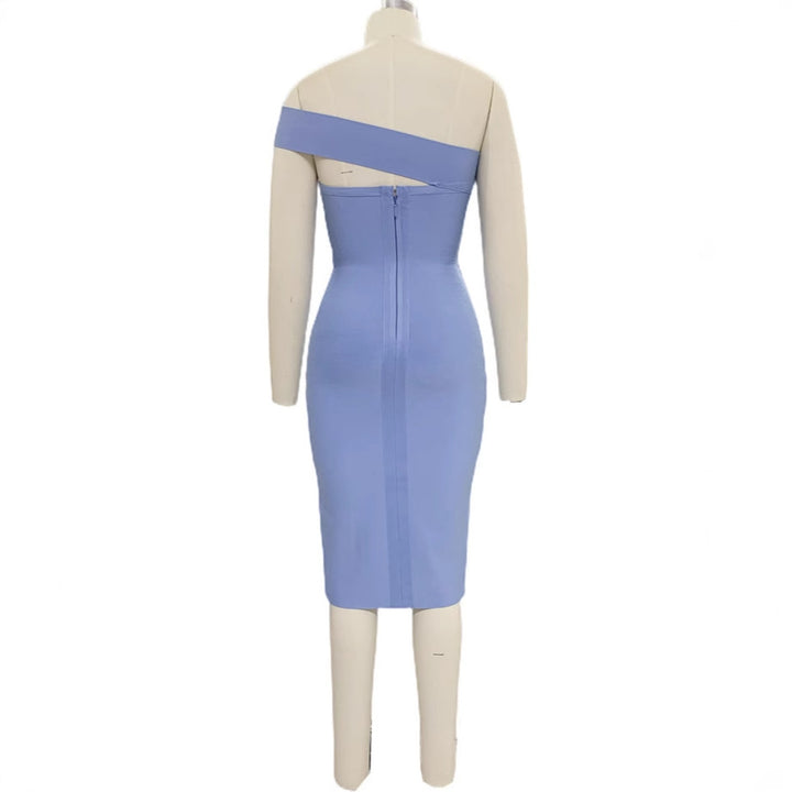 Dame Elegant Midikjole med asymmetrisk snit og slids Stilla