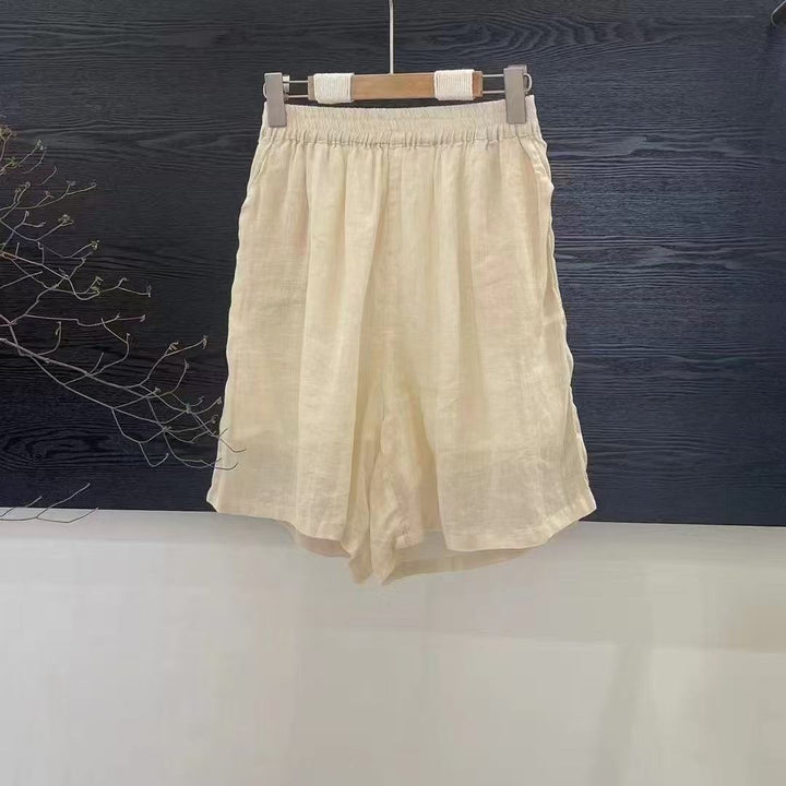 Dame Relaxed Fit Højtaljede Lærred Shorts Stilla