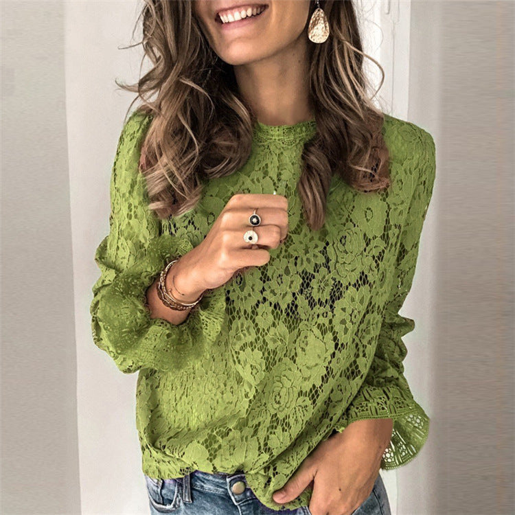 Dame Elegant Blonde Bluse med lange ærmer og blomster mønster Stiila