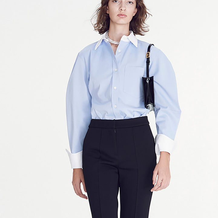 Damer elegant skjorte bluse med moderne snit og kontrastdetaljer Stilla