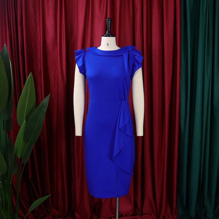 Dame pencil dress med dekorative flæser og elegant split Stilla