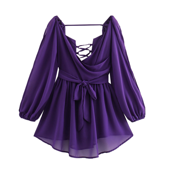 Femme Wrap-bluse med snøring i ryggen og lange ærmer Stilla