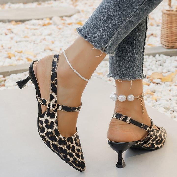 Dame Slingback Pumps med elegant leopardmønster og moderigtigt rem Stilla