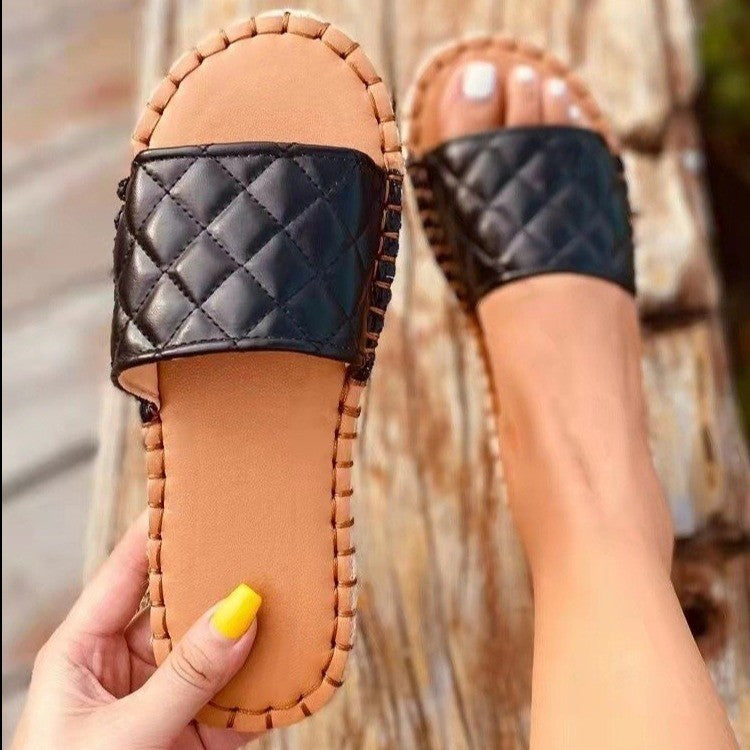 Dame Quiltet Slipper-Sandaler med anatomisk fodseng og skridsikker sål Stilla