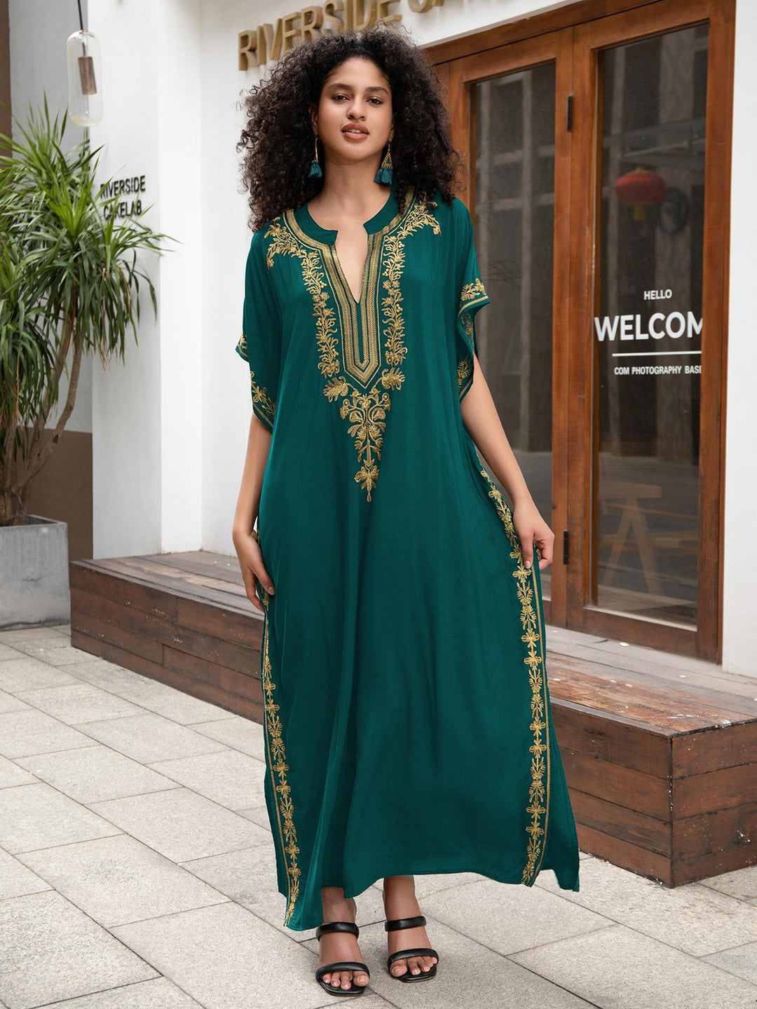 Dame Elegant Kaftan med kunstfærdige broderidetaljer Stilla