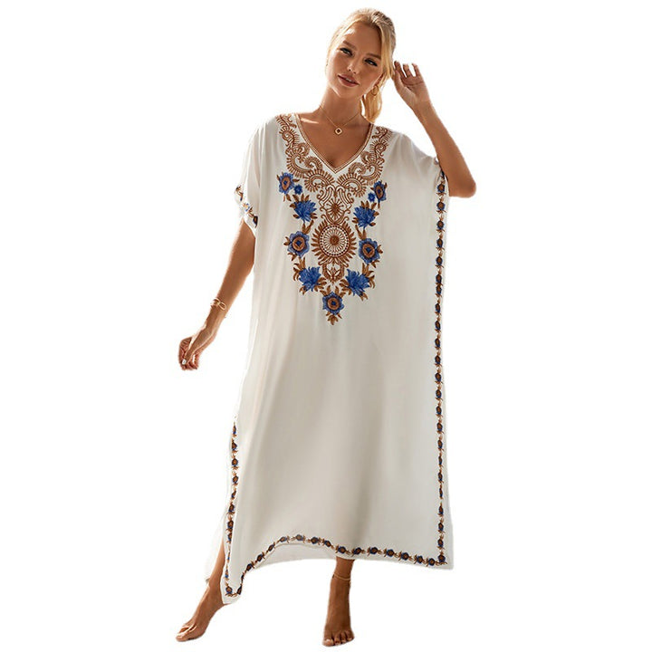 Dame Kaftan med detaljeret broderet applikation Stilla