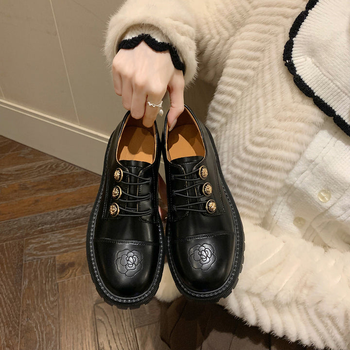 Femme Elegante Snørel-Oxfords med dekorative knapper Stilla