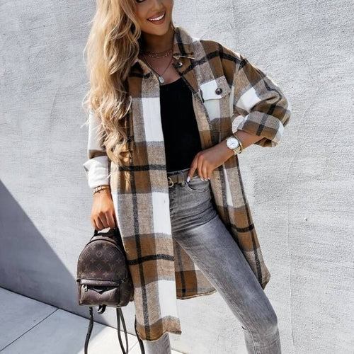 Dame Oversized Flannel Skjortejakke Stilla