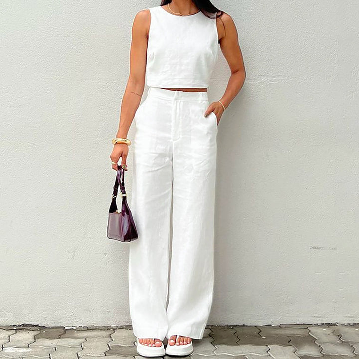 Dame sæt bestående af cropped top og vidt skåret bukser Stilla