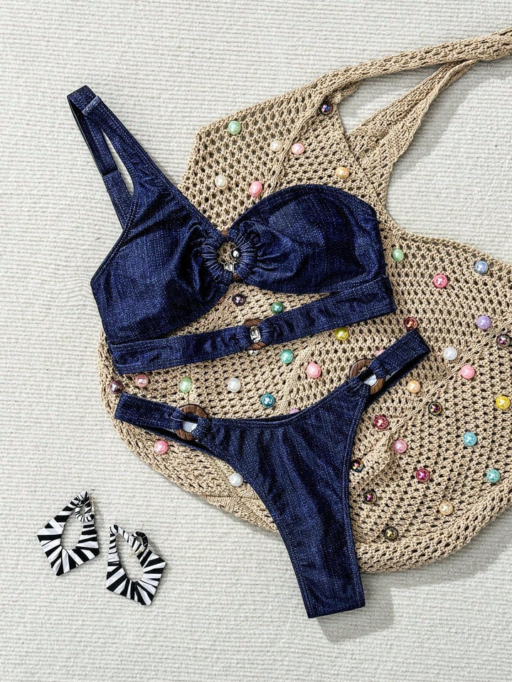 Dame One-Shoulder Cut-Out Bikini Sæt Stilla