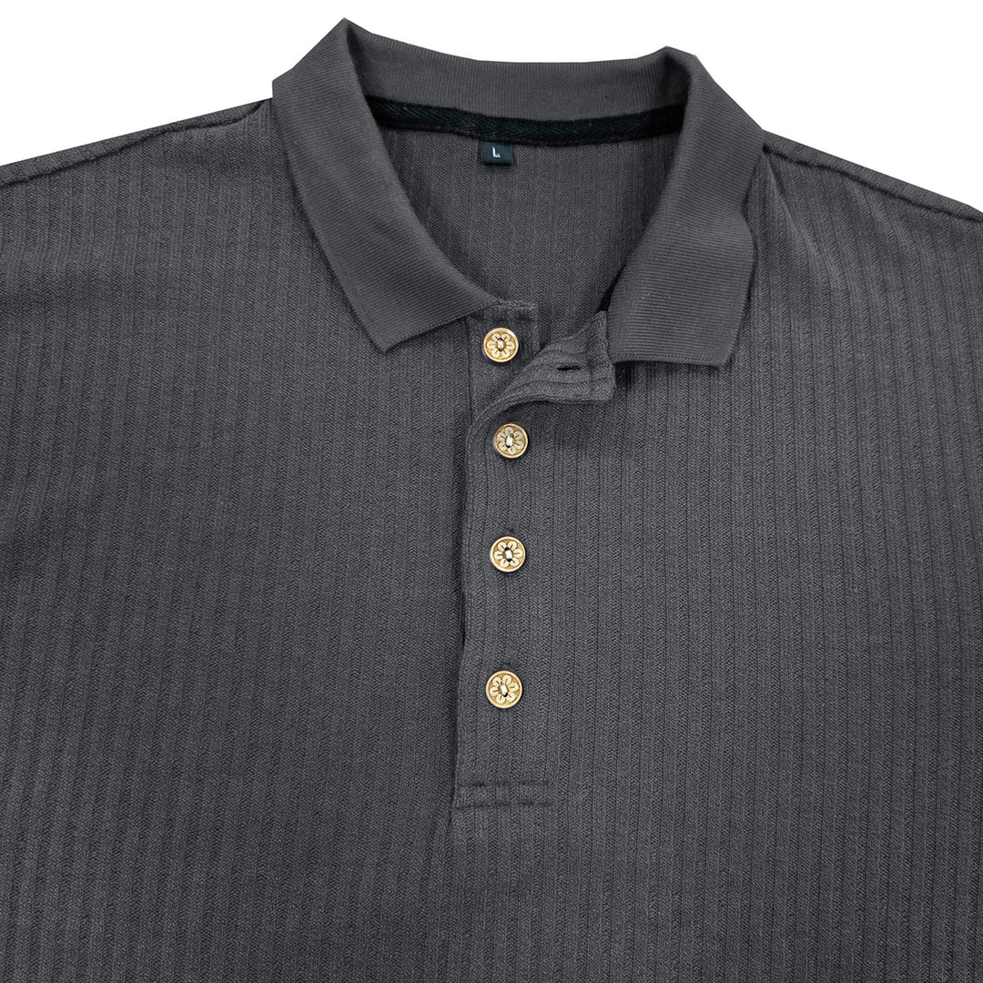 Herre Langærmet Poloshirt med struktureret Ribdesign Stilla