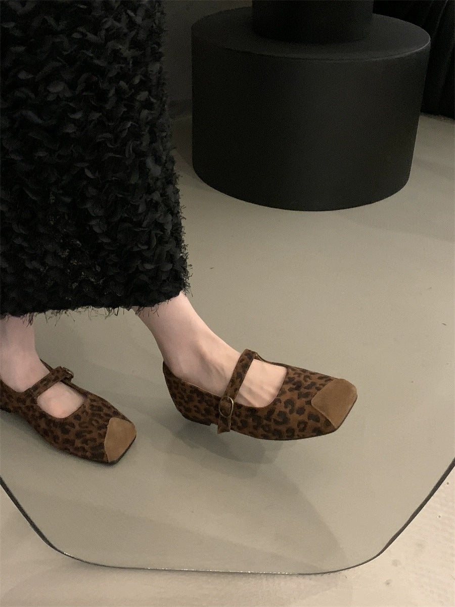 Femme Mary Jane Ballerinas med unikt dyretrykdesign Stilla