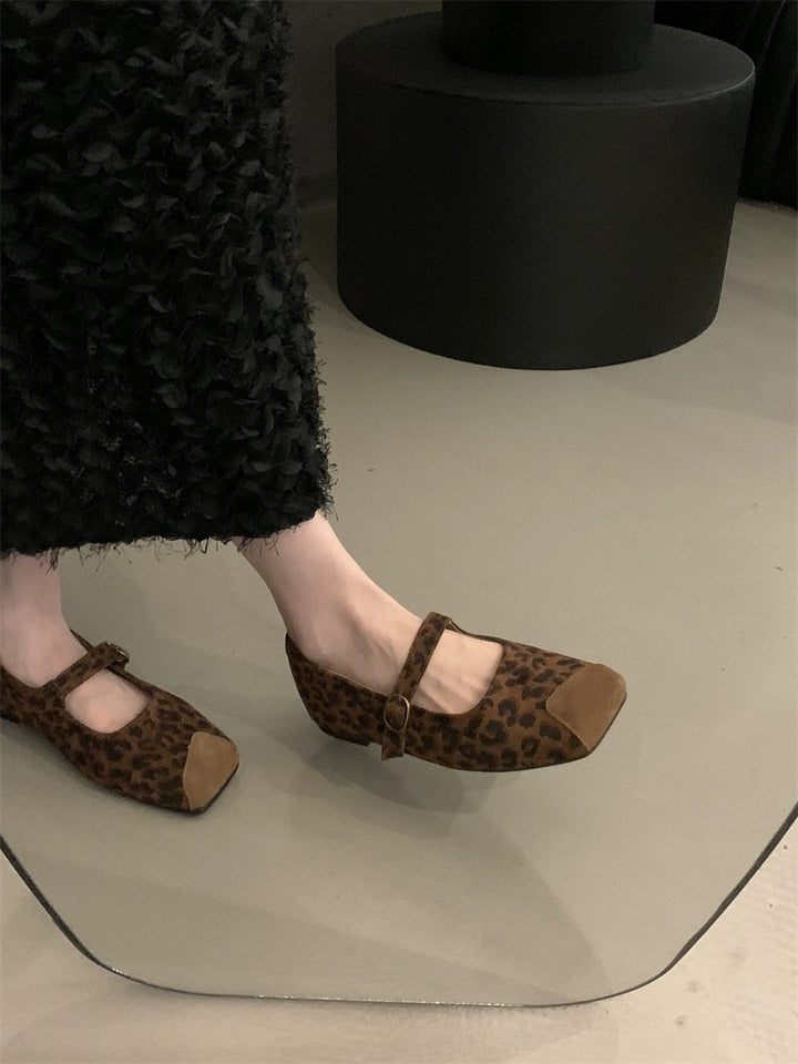Femme Mary Jane Ballerinas med unikt dyretrykdesign Stilla