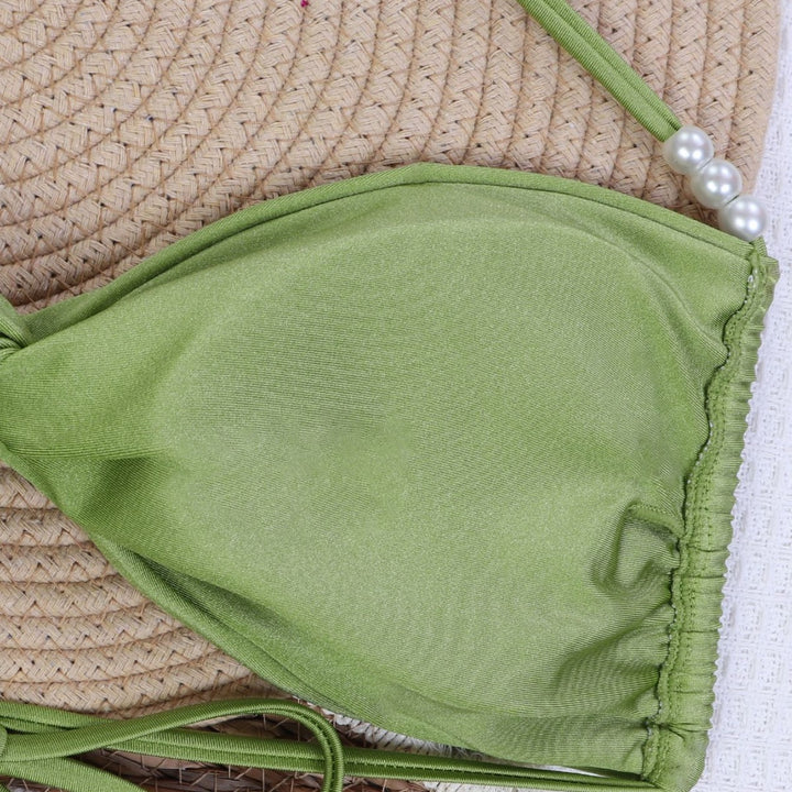 Dame Bandeau-bikini med elegante perlesnore Skovae
